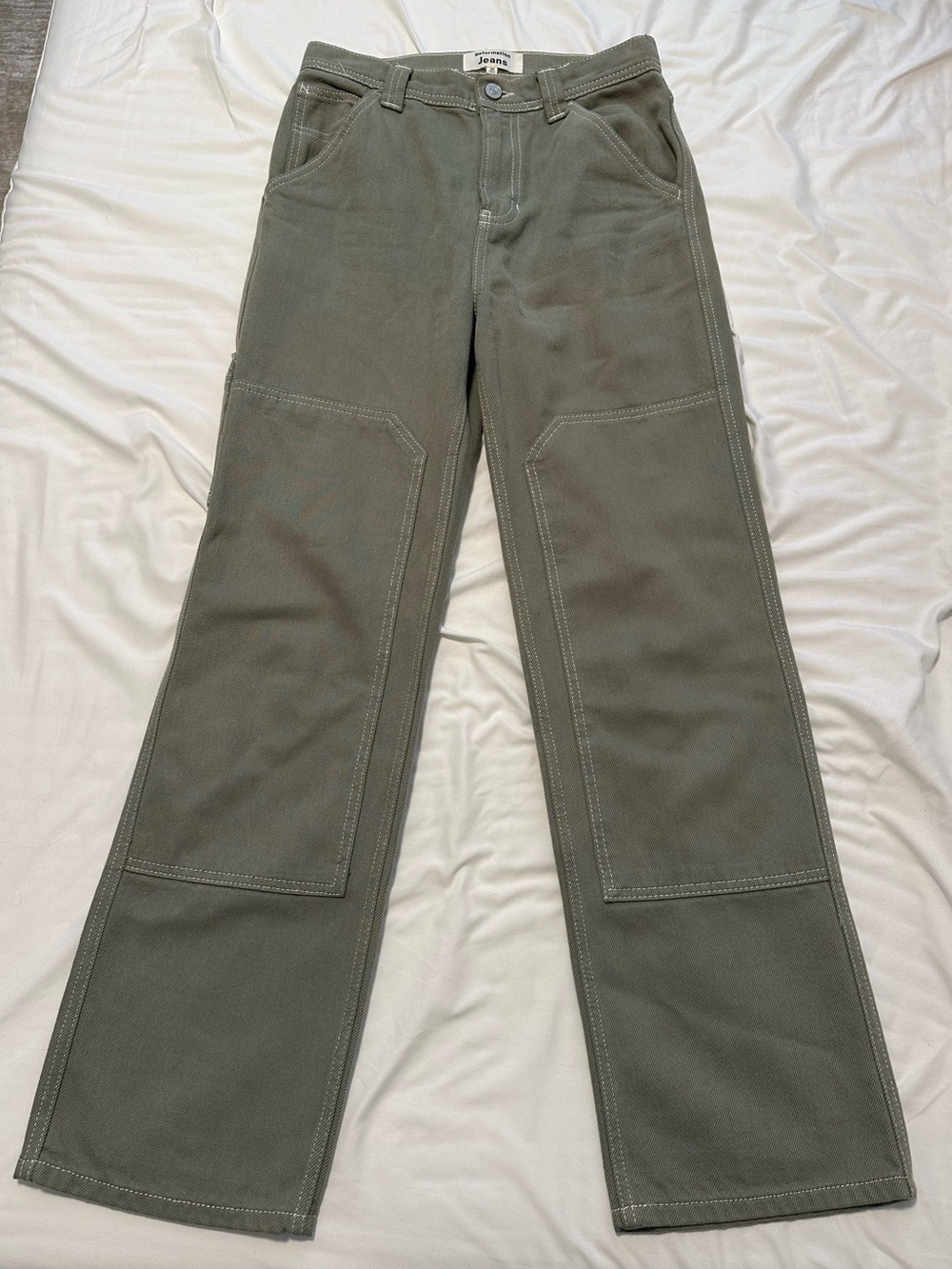 Reformation Harrison Carpenter High Rise Straight Pants Size 25 Green